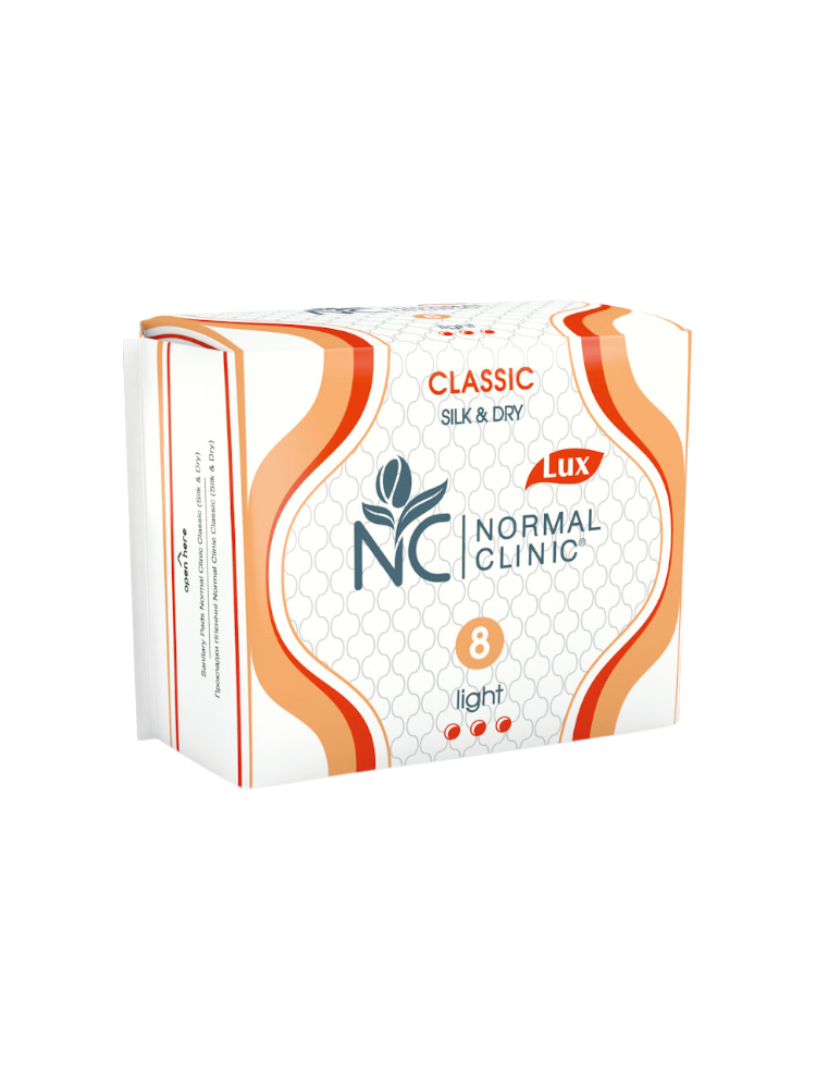 ПРОКЛАДКИ NORMAL CLINIC SILK&DRY 4КАП 8ШТОРАНЖ NCF05B